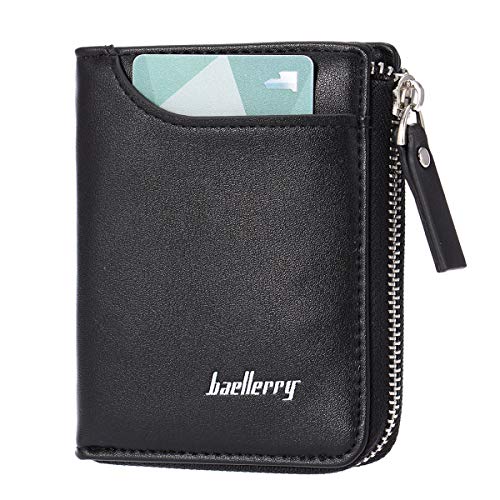 Preisvergleich Produktbild VATENZONE Mens echte Leder-RFID blockieren ReißVerschluss kurzen Geldbeutel große Kapazität Cash-Kreditkarte Münz Organisator ReißVerschlussTasche Reisetasche mit Geschenkbox