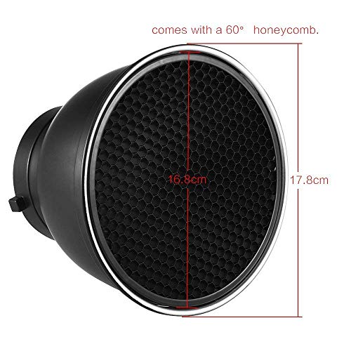 Image of Andoer 7 inch Standard Reflector Diffuser Lamp Shade Dish with 60 Honeycomb Grid for Bowens Mount Studio Strobe Flash Light Speedlite (with Soft Cloth)