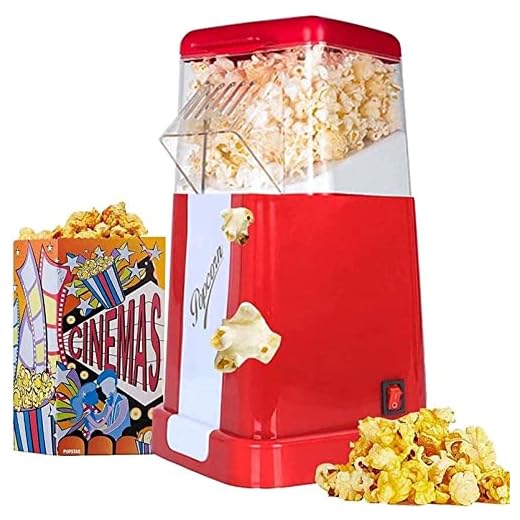 Retro Popcorn Maker 1200W helautomatisk popcornmaskin Air Electric Popper Fettfri och hälsosam utan olja popcornmaskin FWEOOFN
