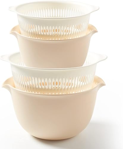 Coladores y coladores grandes de 8.2 cuartos de galón, 3 juegos de coladores de plástico 2 en 1 de doble capa para cocina, cesta de lavado de frutas disponible en Yaxa Costa Rica