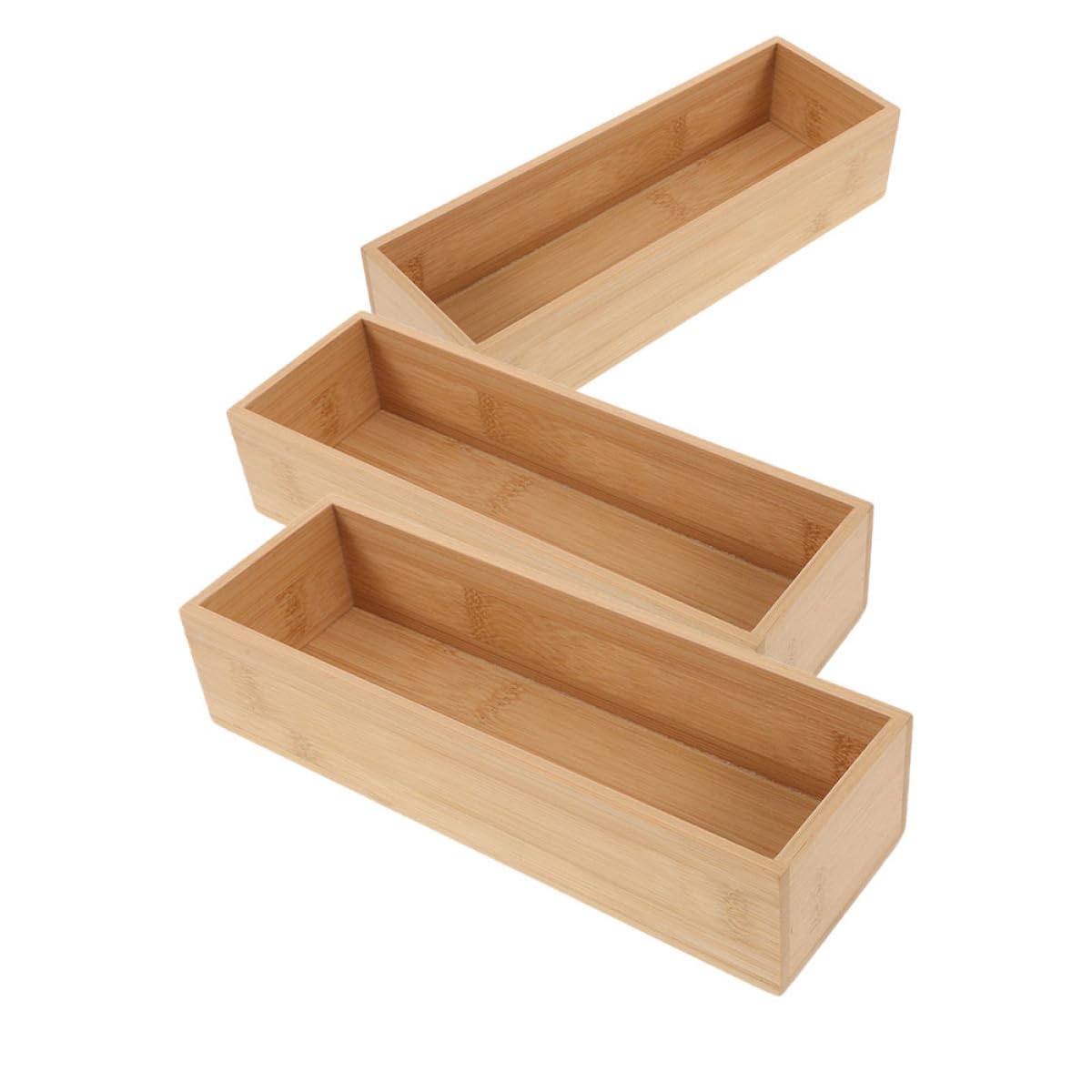 Boîte de rangement en bois bambou empilable à grosse capacité de tri