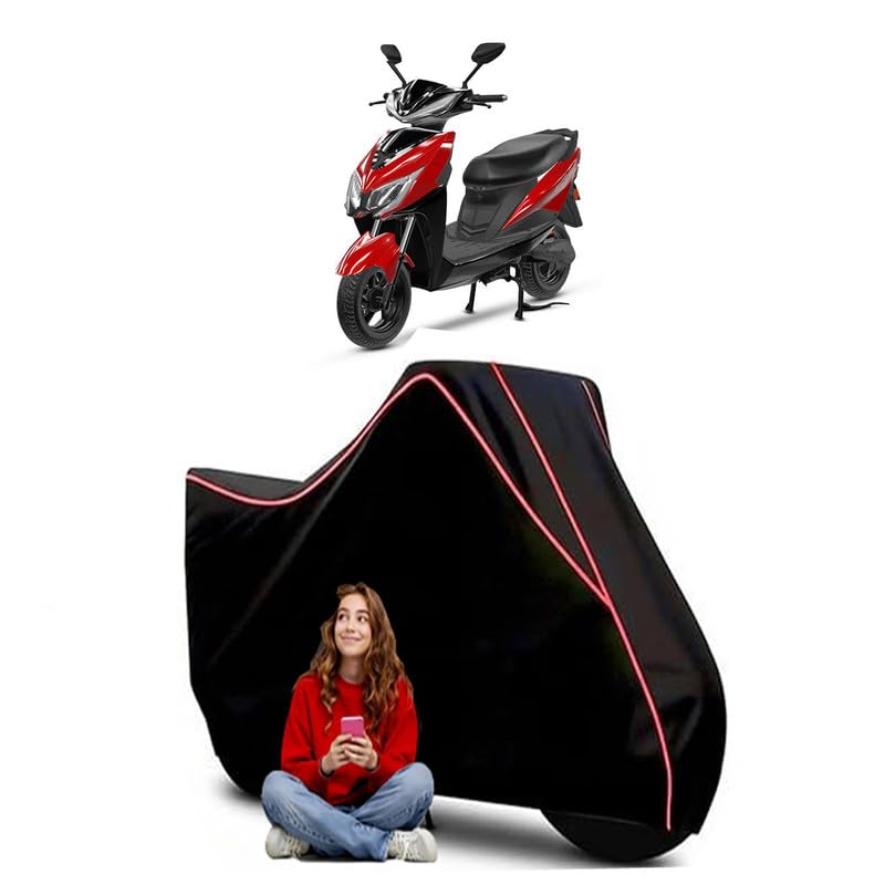 Image of YObykes Scooty Bike Cover Water Resistant Outdoor Use Universal Fit Scooters Motorcycles Heavy Duty UV Protection Dust Rain Scratch Resistant Elastic Bottom Black Blue Piping