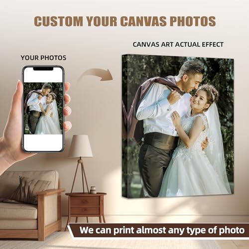 Custom Canvas Prints with Your Photos, 12" X 16" Personalized Wrapped Wall Art, Framed Photo Canvas Gifts for Wedding, Family & Pet, Home Decor for Bedroom Living Room, Ready to Hang (12" X 16") — view 4