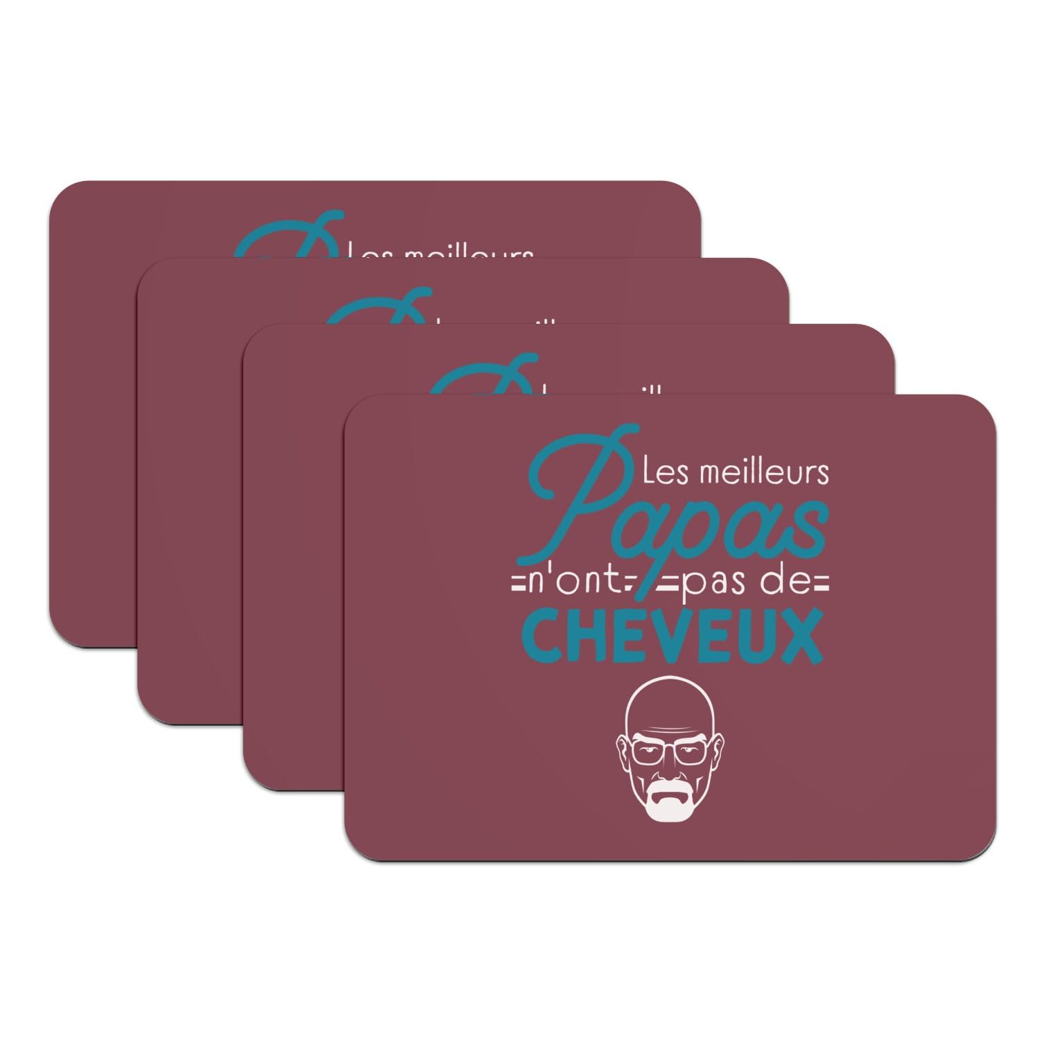 Set de table humour chauve grand format rouge caoutchouc pour dessous de plat