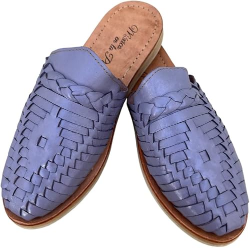 Mexico en la Piel Sandalias Huarache de cuero para mujer, hechas a mano en color morado