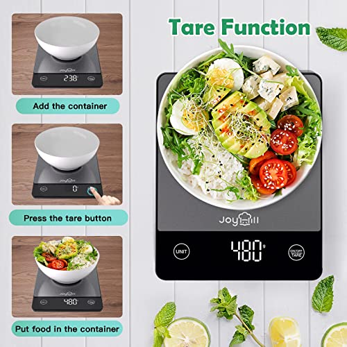 Joyhill Food Scale, 22Lb Digital Kitchen Scale Food Ounces And Grams For Weight Loss, Baking And Cooking, Premium Stainless Steel Food Weight Scale With Led Display, Batteries Included, Black #TOP4
