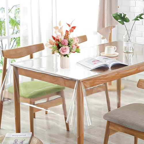 Wapasezyar Tischdecke Transparent, Durchsichtige Tischdecke, PVC Tischfolie Durchsichtig 0.13 mm Stark Wasserdicht Tischschutzfolie, Tisch Schutzfolie Klarsichtfolie (100x140cm)