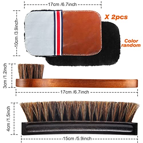 Image of 4 Pcs Horsehair Shine Shoes Brush Kit Polish Dauber Applicators Cleaning Leather Shoes Boots Care Brushes Suede Cleaner Brush with Microfiber Shoe Gloves(4 Pcs Style D)