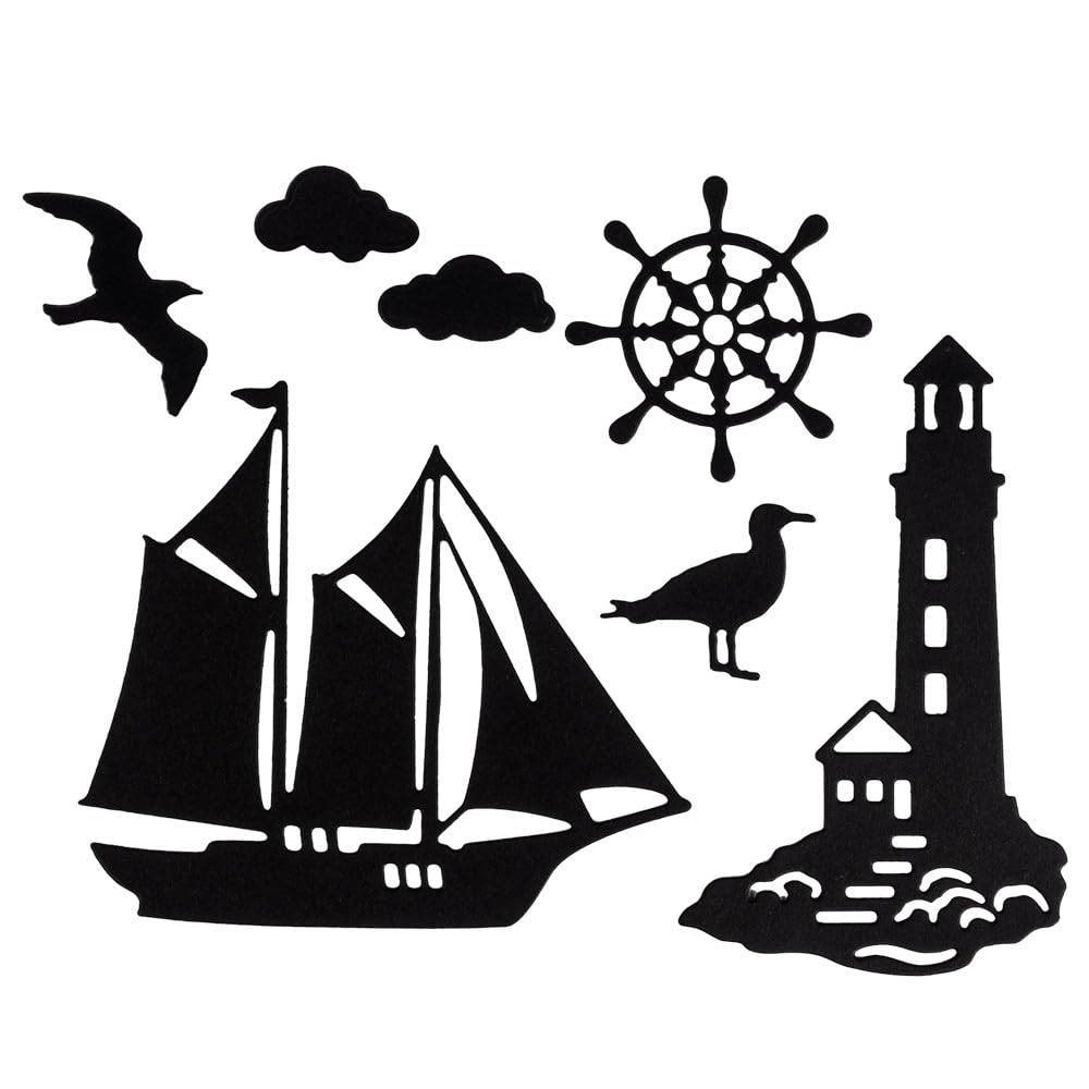 Ideen Mit Herz Stanzschablonen Set – Maritim, 3 Stück, 4,3–8,2 Cm, Anker, Leuchtturm, Ahoi & Moin Moin