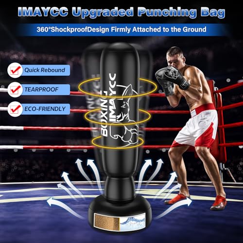Saco de Boxeo para Adolescentes, Edición 2025 con Material PVC Reforzado de 70 Pulgadas para Principiantes (Hombres y Mujeres), Bolsa de Patadas para Muay Thai, MMA y Entrenamiento de Boxeo. - imagen 5