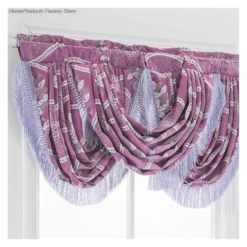 Cenefa para ventana elegante con borlas para transformar tu sala de estar y cocina 5