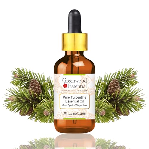 Image of Greenwood Essential Turpentine Essential Oil (Pinus palustris)-Gum Spirit of Turpentine with Glass Dropper Pure | Non-Sticky | Non-greasy | Lightweight | Men & Women | All Skin Types | Steam Distilled 30ml