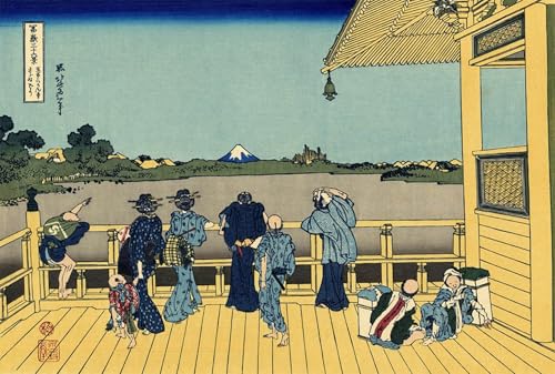 Katsushika Hokusai Temples Sazai Hall affiche toile peinture salon 60x90cm