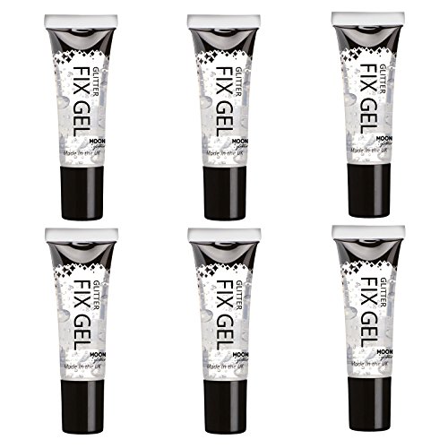 Glitzer Fix Gel von Moon Glitter - kosmetischer Glitzer Haftprimer für Gesicht und Körper. Für alle Glitzer einschließlich feinen, stückigen, holographischen, schillernden und bio - Set mit 6