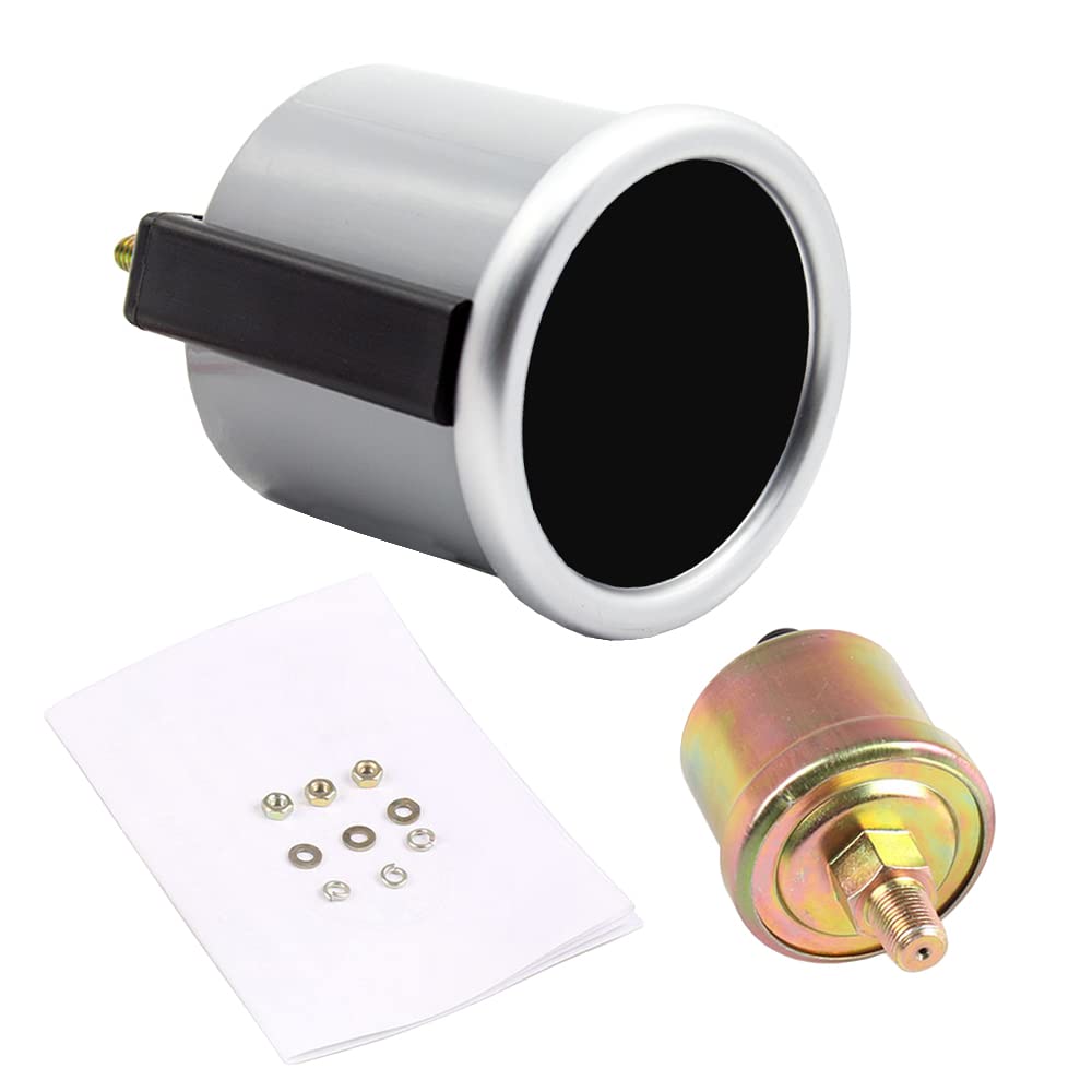 ETOPARS 52mm Motore Auto Kit Calibro Manometro dell'olio Frantoio Puntatore Indicatore Luminoso a LED Bianca Display Universale Fumo Tinta Len