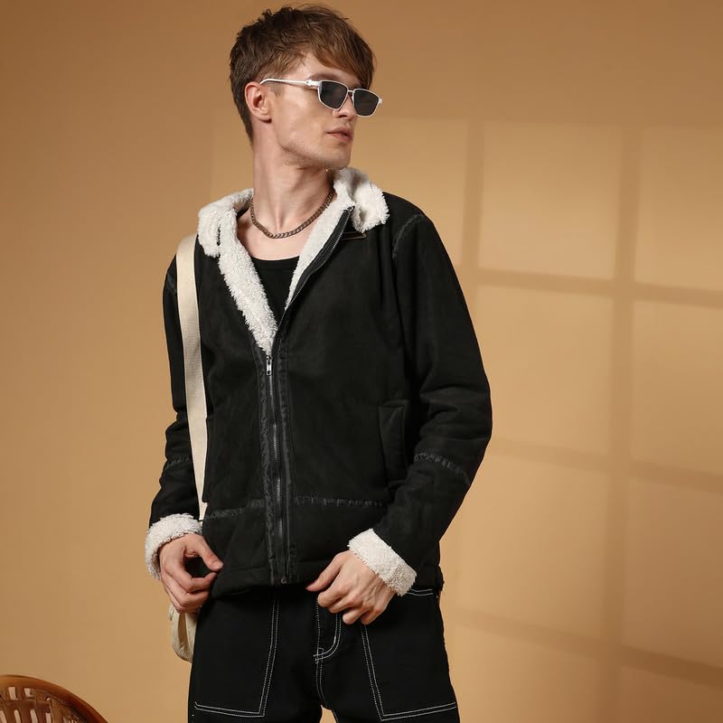 Image of CAHOOT Men's Carbon Lined Biker Jacket | Casual Wear | Spread Collar | Long Sleeve | Zipper Closure | Jacket Crafted With Comfort Fit | For Everyday Wear