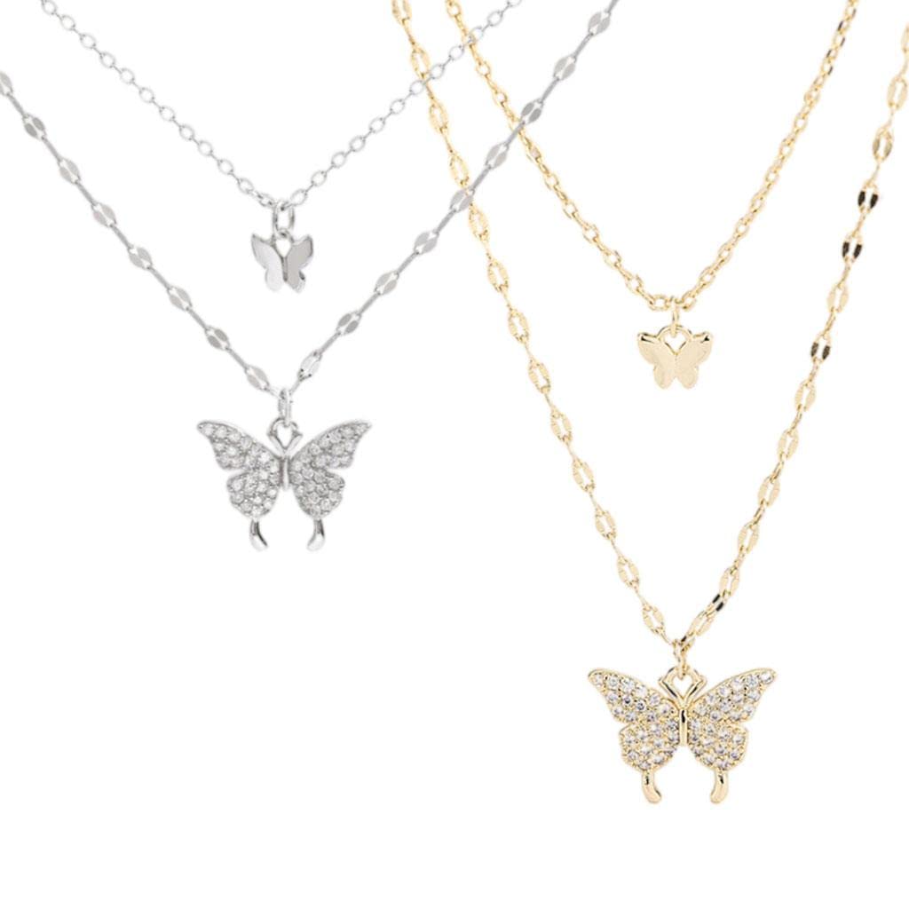 CALANDIS Butterfly Necklace Exquisite Multilayer for Party Birthday Women Golden (B09ZTXRHY4) Amazon Price History, Amazon Price Tracker