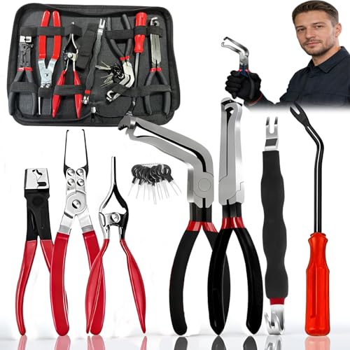 Electrical Disconnect Pliers Kit 8Pcs Auto Kit: Connector/Hose/Plug Pliers Pin Remover Separator Spring Clamp U-Clip Pry Bar & Hose Removers for Car & Home Repairs. Great Gift & DIYers w/Case