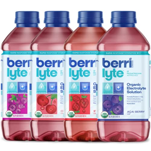 Image of Berri Lyte Plant Based Organic Electrolyte Solution - Pediatric Rehydration Drink - Low Sugar 4 Flavor Variety Pack, 1 L, 8ct