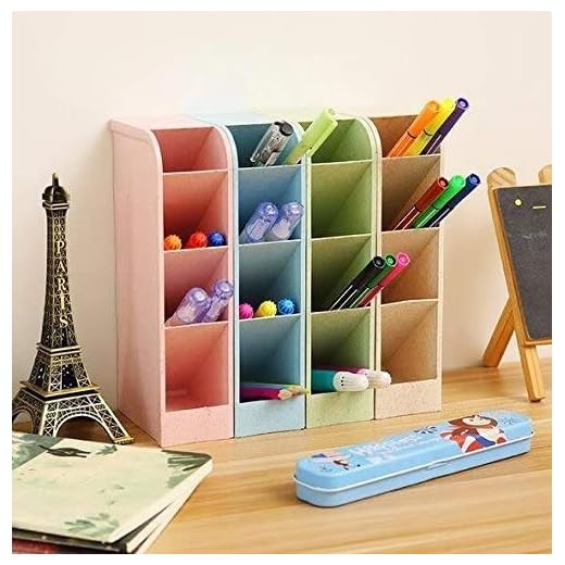 Organizador de escritorio para lápices, cajitas de almacenamiento para oficinas, profesores, colegios, rotuladores, bolígrafos de gel, pinceles, 16 compartimentos en 4 colores