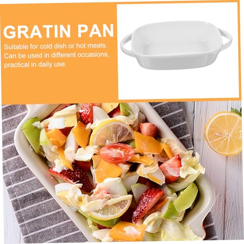 Plat de cuisson rectangulaire céramique blanc | Moule à four avec anses - 4