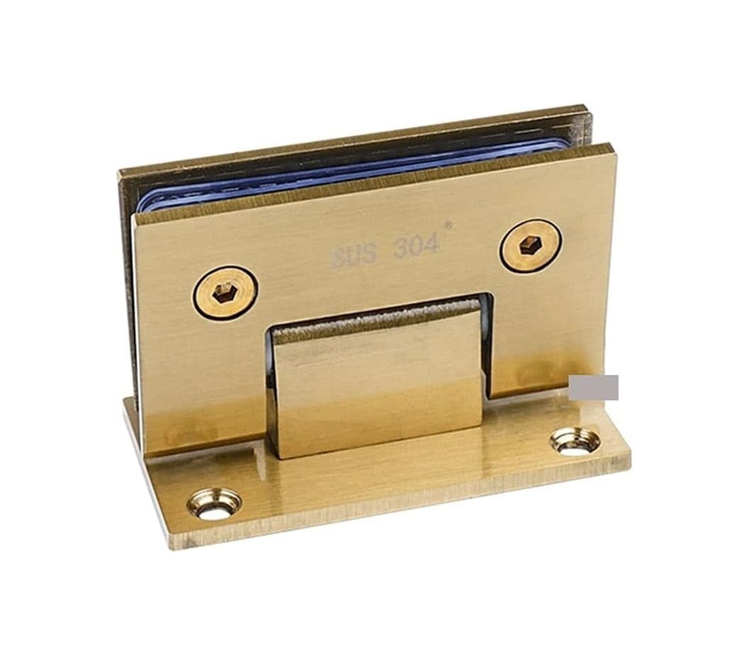 2Pcs 304 Stainless Steel Frameless Glass Door Hinge 90 Degree(Titanium Gold)