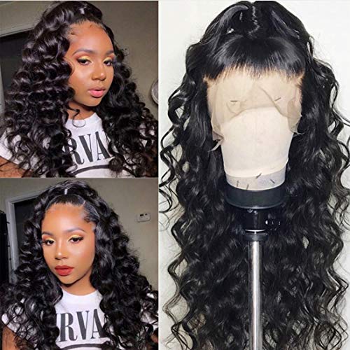 BINF Hair Loose Deep Wave Lace Front Wigs for Black Women 10 Inch Brazilian Virgin Hair Wet and Wavy Human Hair Wig with Baby Hair Pre Plucked 13x4 Swiss Lace Frontal Natural Black Color