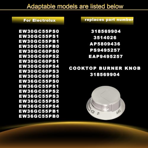 Radinglin 2024 Upgrade 318569904 Cooktop Burner Control Knob*5 For Frigidaire Electrolux Range Control Knob thumb #4