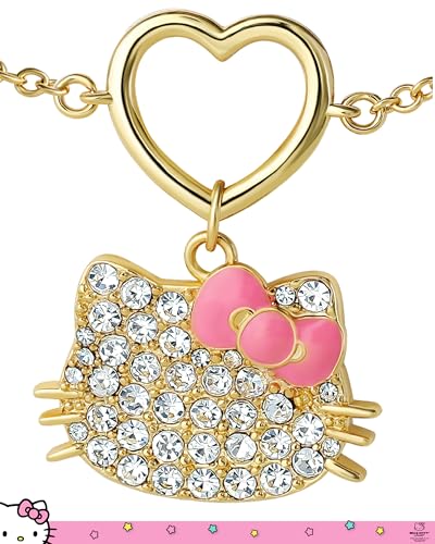 SALLY ROSE Hello Kitty Pave Crystal Charm Bracelet for Women, 6.75"+1" 18k Gold Flash-Plated Official License Hello Kitty Bracelet4