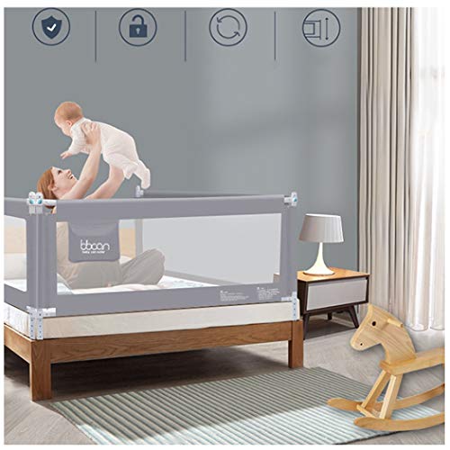 Valla de cama plegable y anticaídas de 120 cm gris con elevación vertical para niños 6