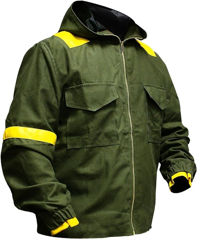 Mens Lightweight Cotton Bomber Green Hoodie Jacket2