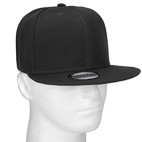 Image of Classic Snapback Hat Cap Hip Hop Style Flat Bill Blank Solid Color Adjustable Size