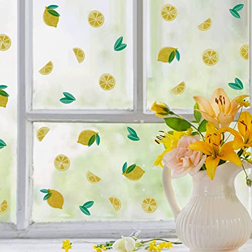 Amosfun Zitrone Wand Aufkleber Sommer Kühlen Gelb Zitrone Wand Aufkleber Hawaii Stil Selbst- Adhesive Citrus Zitronen Obst Druck Wand Kunst für Schlafzimmer Wohnkultur