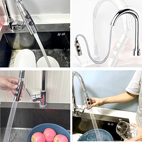 Kitchen Sink Faucet Sprayer Head Attachment, 2 Functions Pull Out Spray Head For Kitchen Faucet, Pull Down Faucet Head Replacement, Kitchen Tap Sprayer, Sink Sprayer Head Nozzle, G1/2 Male Connector #TOP5