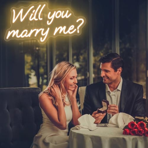 Image of Will You Marry Me Neon Sign for Wedding Proposal Decorations 16.5 x 8.3 in