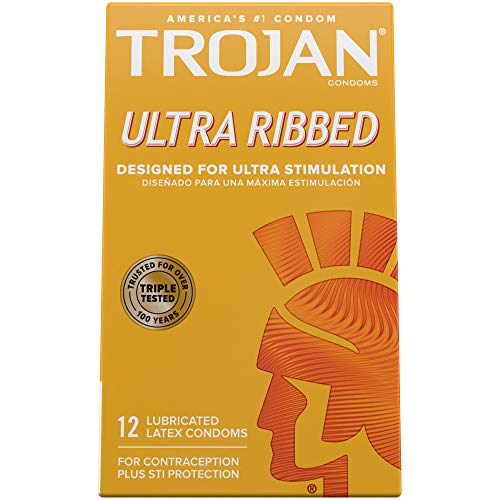 Image of TROJAN Ultra Ribbed Premium Lubricated Condoms, 12 Count (Pack of 2)