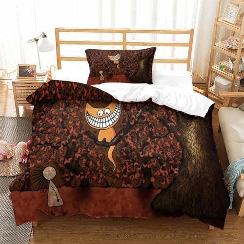Housse de couette fermeture éclair feuilles d'oranger parure 3 pcs