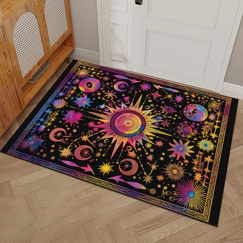Tapis d'entrée 50x80cm noir tie-dye lavable et antidérapant - 2