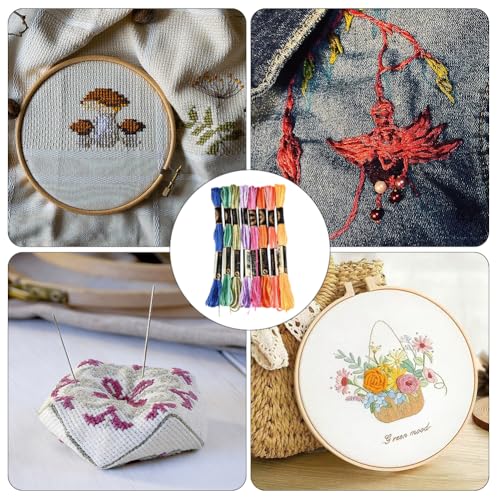 Image of 8 Skeins 70 Yards 6 Ply Cross Stitch Floss Variegated Polyester Embroidery Threads Colorful Friendship Bracelet String Gradient Yarn Bulk for Sewing Making Jewelry Needlecraft Knitting DIY