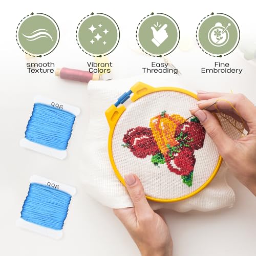 Image of Embroidery Floss Kit and Refills - Cotton Threads - DMC Color Coding for Cross Stitch, String Crafts, Friendship Bracelets