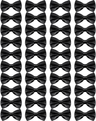 JaGely 40 Pcs Men's Bow Ties Pre Tied Tuxedo Formal Adjustable Clip On Bow Satin Bowtie for Men Costume Wedding Party(Black)