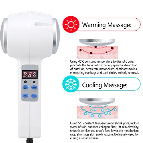 Zjchao Hot And Cold Hammer Ice Fire Double Heads Vibration Massage Instrument, Skin Tightening Facial Lifting Wrinkle Removal And Shriking Pores Beauty Device #TOP3