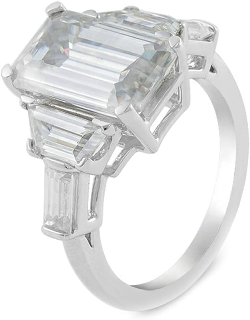 9/14/18K White Gold Women's Engagement Ring, with 5ct Rectangle Shape Moissanite Wedding Rings for Women No Gemstone Womens Wedding Bands