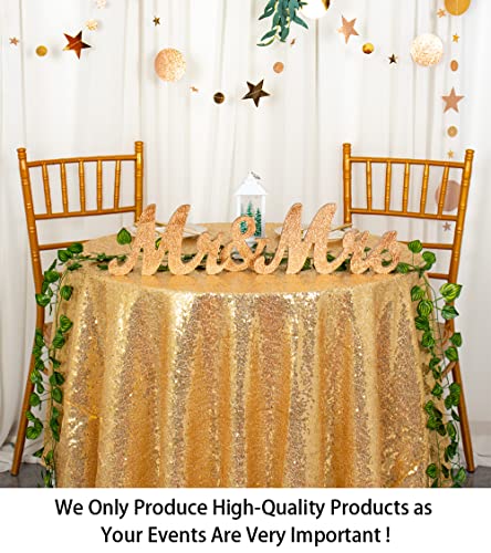Shinybeauty 60Inch Round-Sequin Tablecloth-Gold, Small Round Tablecloth, Gold Shimmer Table Cloth, Sequin Table Cloth/Overlay/Cover Glitz Table Linen #TOP1