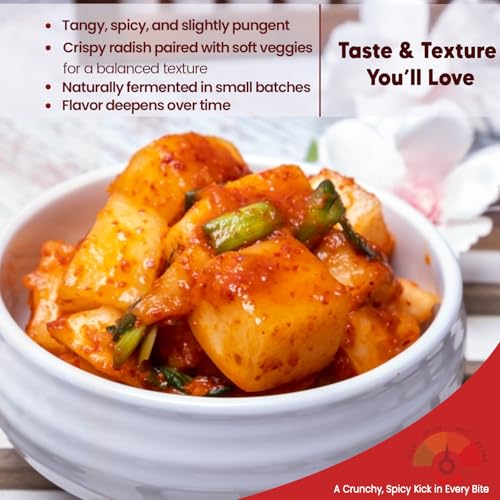 Image of MAVI's Radish Kimchi | Korean Kimchi | Artisanal Probiotic Pickle | Natural, Organic & Vegan | No Preservatives, No Artificial Flavour or Colour | 500g Each (Pack of 2)