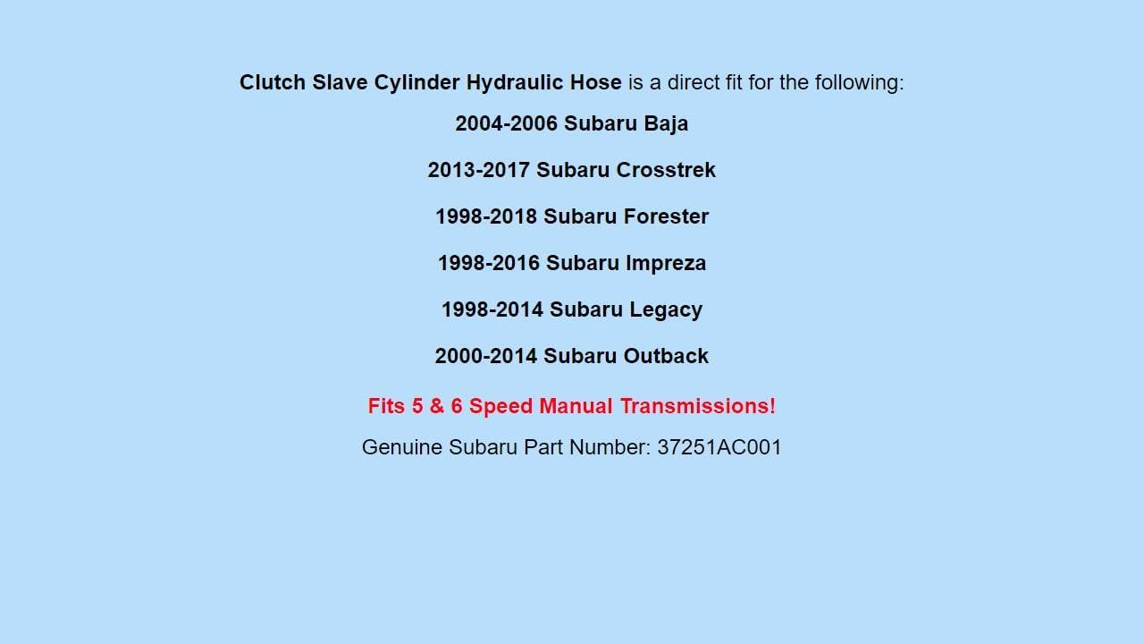 Genuine OEM 98-18 For Subaru Clutch Hydraulic Hose 5MT 6MT Forester Legacy 37251AC001
