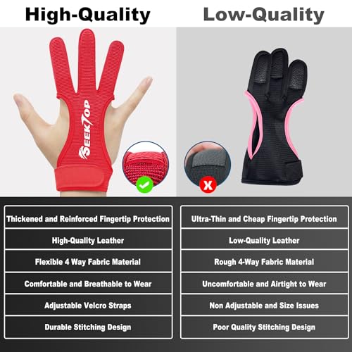 Image of Seektop Archery Gloves Shooting Hunting Leather Three Finger Protector