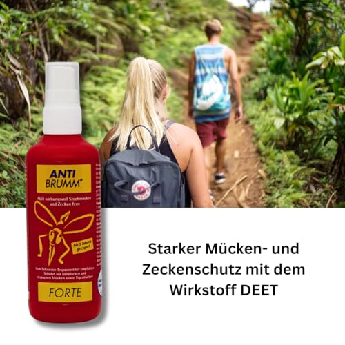 Anti Brumm Forte Pumpspray 1x 150 ml I Insekten-Repellent I effektiver Schutz gegen Mücken und Zecken I DEET I Für Fernreisen, Tropen I Spar-Set plus Pharma Perle give-away