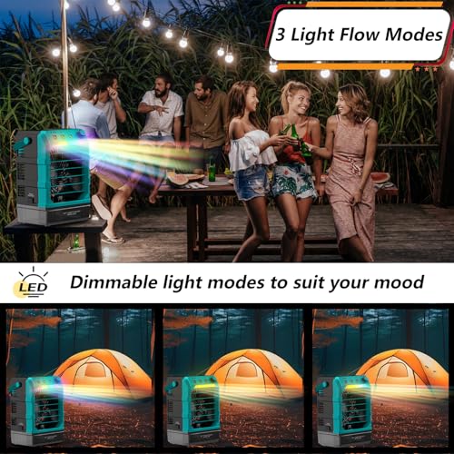 Rozlchar Portable Cooling Fan Compatible for Makita 18V Battery(No Battery) w/USB Input Powered, Outdoor Camping Fan w/Mist, Timing Function, 1600mL Water Tank & LED for Home, Outside, Camping