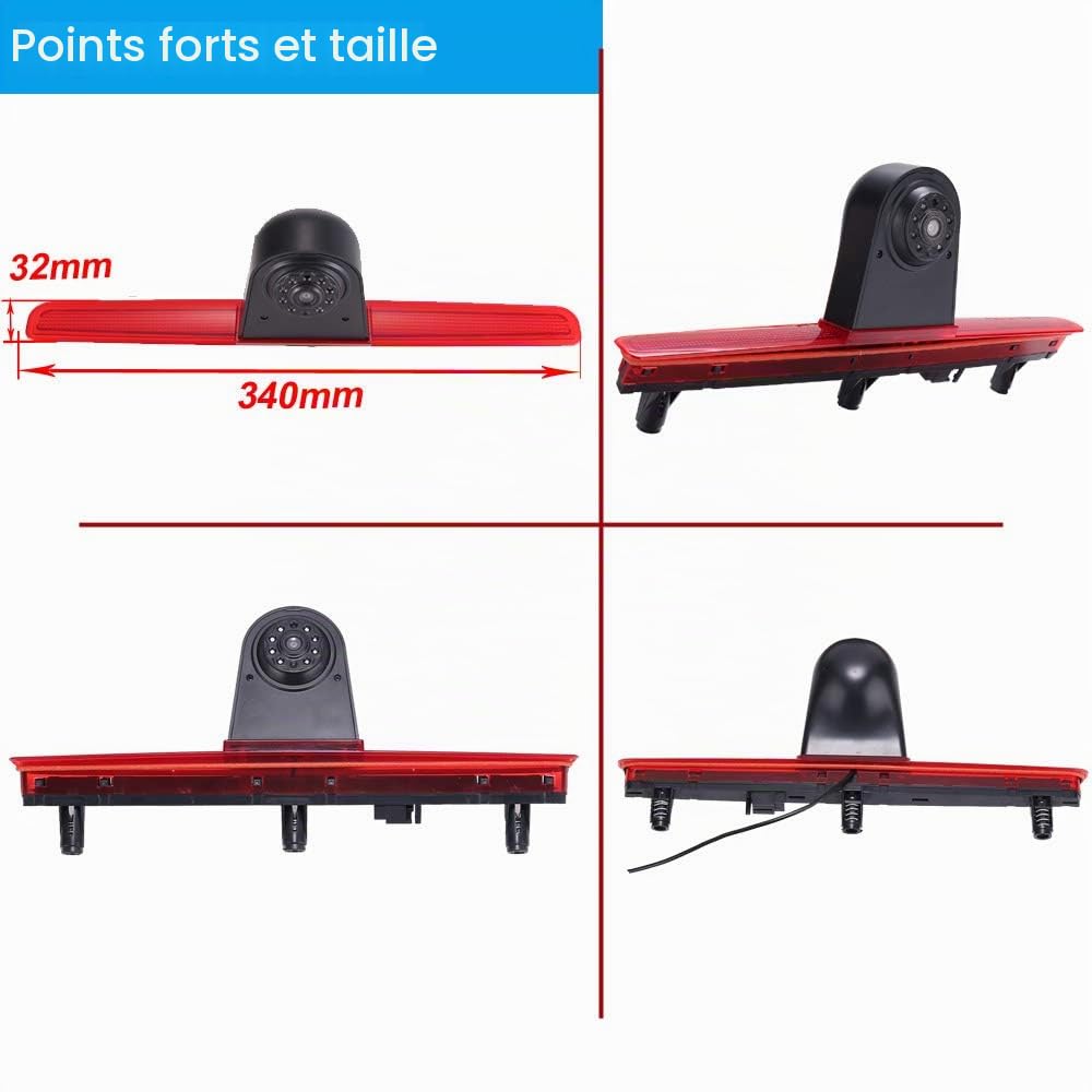Voiture troisième caméra de lampe de frein de montage sur le toit de lumière de freinage vue arrière caméra de recul pour VW T5 Bus Transporter Multivan Caravelle/Affaires avec troisième feu stop 3ème